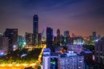 Cityscape At Night In Guangzhou, China Stock Photo