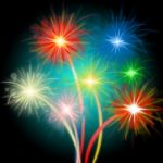 Fireworks Color Means Night Sky And Celebrations Stock Photo