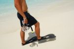 Young Man Ready To Go Snorkeling Stock Photo