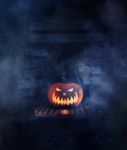 Halloween Pumpkin Inside The Broken Wall,3d Illustration Stock Photo