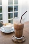 Hot And Cold Coffee Drink Stock Photo