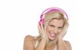 Woman Enjoying Music With Headphones On Stock Photo