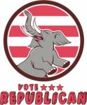 Vote Republican Elephant Mascot Circle Cartoon Stock Photo