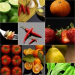 Organic Vegetarian Vegan Food Collage  Dark Stock Photo