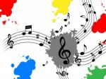 Splash Paint Indicates Bass Clef And Blot Stock Photo