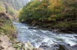 View Along The Glaslyn River In Autumn Stock Photo