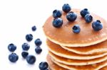 Stack Of Pancakes With Fresh Blueberries Stock Photo