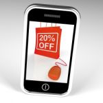 Twenty Percent Off Bag Displays Online 20 Sales And Discounts Stock Photo