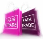 Fair Trade Shopping Bag Represents Equal Deals And Exchange Stock Photo