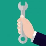 Businessmen Holding Wrench- Flat Design Stock Photo