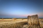 Bales Of Hay After A Harvest Stock Photo