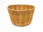 Empty Brown Wicker Woven Basket Isolated Stock Photo