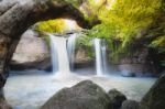 Amazing Beautiful Waterfalls In Deep Forest At Haew Suwat Waterfall In Khao Yai National Park, Thailand Stock Photo