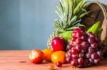 Fruit From The Farm  On A Wooden Stock Photo