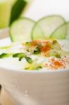 Arab Middle East Goat Yogurt And Cucumber Salad Stock Photo