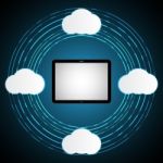 Technology Digital Cyber Security Computer Tablet Cloud Backgrou Stock Photo