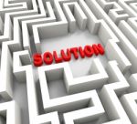 Solution In Maze Showing Puzzle Solved Stock Photo