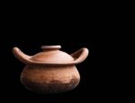 Clay Pot On Black Background Stock Photo