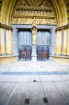 Abbey In   Church Door And Marble Antique  Wall Stock Photo