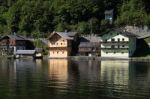 View Of Hallstatt From Hallstatt Lake Stock Photo