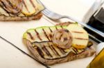 Grilled Vegetables On Bread Stock Photo