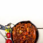 Fresh Seafoos Stew On An Iron Skillet Stock Photo