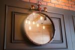 Vintage Mirror Decorated On Old Style Wall Stock Photo