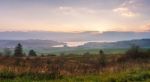 Slovakia Autumn Sunny Morning Panorama. Rural Fall Scene Stock Photo