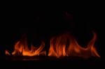 Beautiful Fire Flames On Black Background Stock Photo