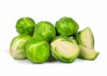 Brussel Sprout Isolated On The White Background Stock Photo