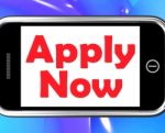 Apply Now On Phone Shows Job Applications And Recruitment Stock Photo