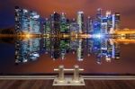 Singapore Cityscape At Night Stock Photo