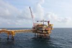 Offshore Construction Platform For Production Oil And Gas,oil And Gas Industry Stock Photo