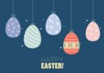 Colorful Hanging Easter Eggs Stock Photo