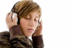 Teen Listening Music Stock Photo