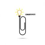 Creative Paper Clip And Light Bulb Logo Design Stock Photo