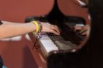 Boy Plays Piano Stock Photo