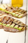 Grilled Vegetables On Bread Stock Photo