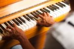 A Man Playing Piano, Closeup Shot Stock Photo