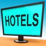 Hotel Monitor Shows Motel Hotels And Room Stock Photo