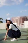 Portrait Of Thai Teen Beautiful Girl Happy And Relax Stock Photo