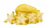 Sliced Star Apple Isolated On The White Background Stock Photo