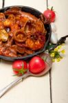 Fresh Seafoos Stew On An Iron Skillet Stock Photo