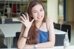 Portrait Of Thai Adult Beautiful Girl Relax And Smile Stock Photo