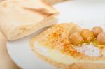 Hummus With Pita Bread Stock Photo