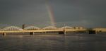 View Of A Bridge In Riga City Stock Photo