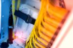 Fiber Optic With Servers In A Technology Data Center Stock Photo