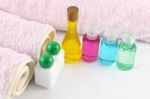 Bottles Of Oil For Spa Stock Photo