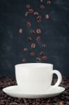 Flying Coffee Beans Stock Photo