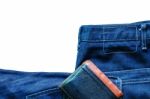 Jeans And Wallet On White Background Stock Photo